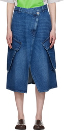 JW Anderson Blue Cargo Pocket Denim Midi Skirt