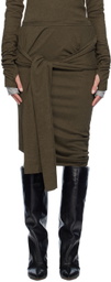 Edward Cuming Khaki Banana Twist Midi Skirt