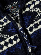 Chamula - Fair Isle Merino Wool Zip-Up Cardigan - Blue