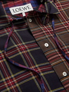 Loewe - Patchwork Checked Wool-Blend Flannel Overshirt - Brown