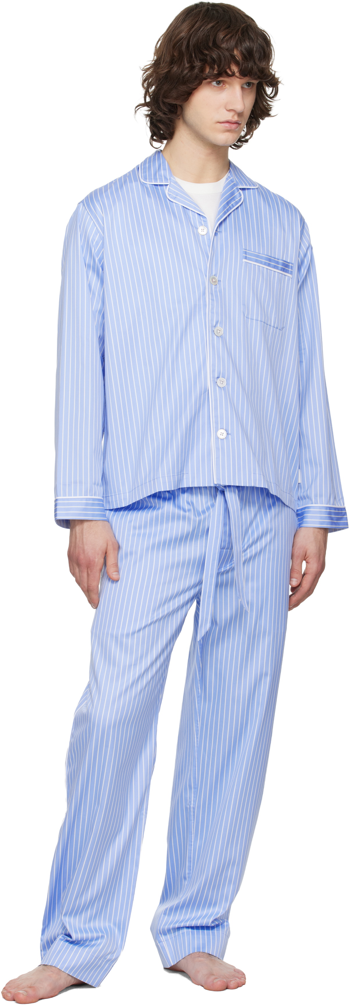 Tekla Blue Sateen Pyjama Pants