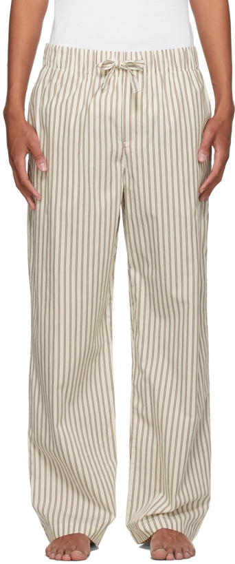 Photo: Tekla White & Brown Poplin Striped Pyjama Pants
