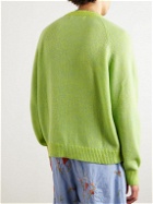The Elder Statesman - Mélange Cashmere and Cotton-Blend Sweater - Green