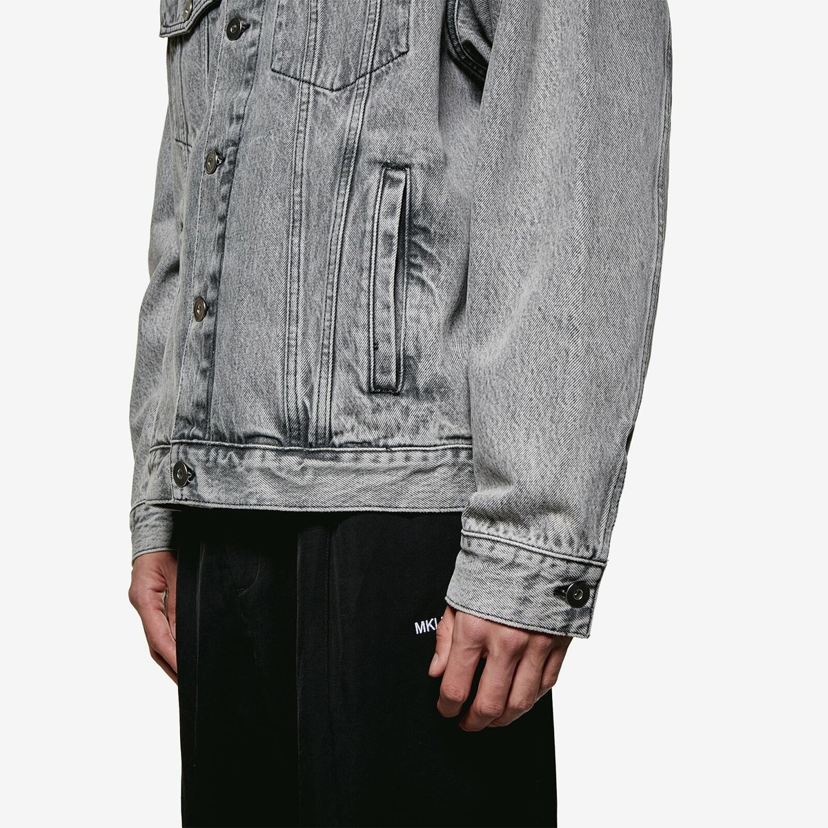 MKI Men's Denim Trucker Jacket in Washed Black