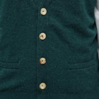Drake's Men's Lambswool Vest Cardigan in Green