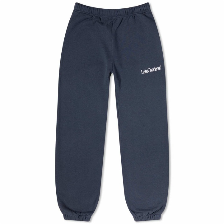 Photo: Late Checkout LC Logo Sweat Pants in Navy