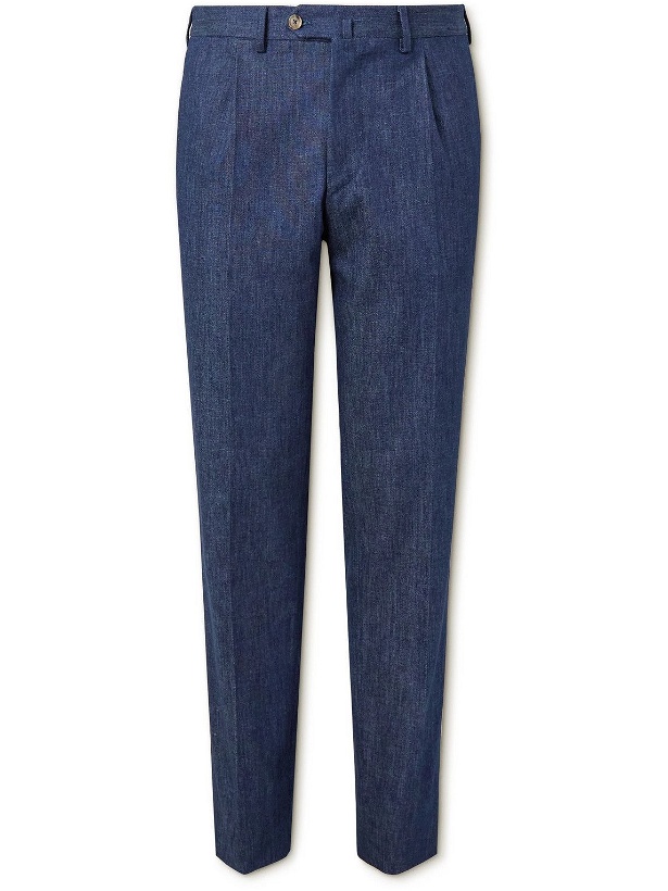 Photo: De Petrillo - Straight-Leg Pleated Denim Suit Trousers - Blue