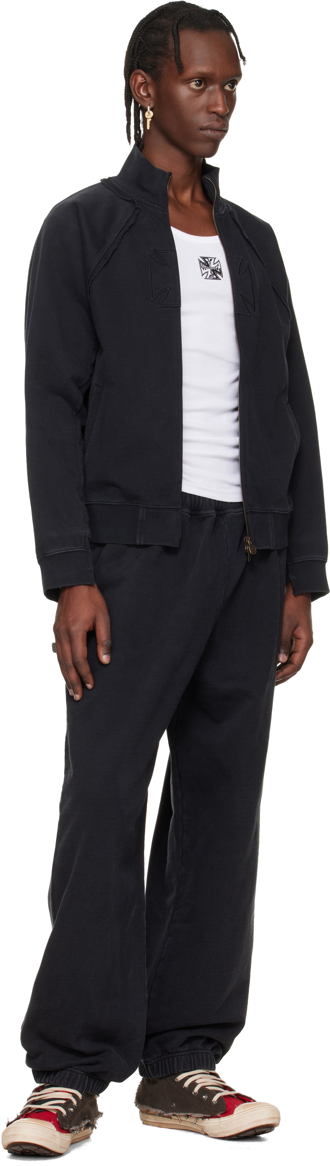 VETEMENTS Black Biker Cross Logo Sweatpants