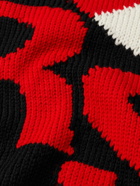 Raf Simons - Cropped Logo-Jacquard Merino Wool Sweater - Black