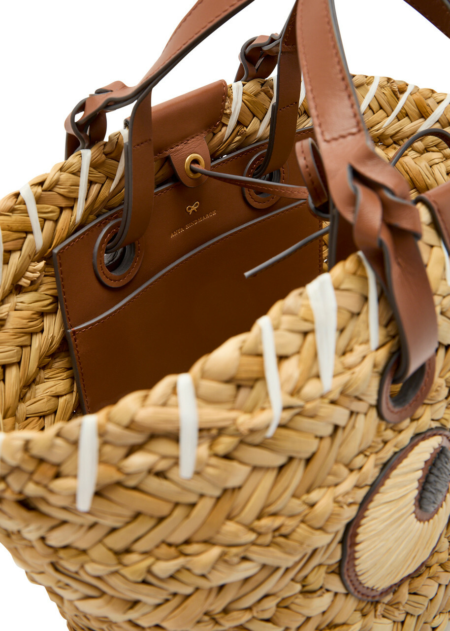 Anya Hindmarch Seagrass Eyes Small Raffia Basket bag - Natural - One Size
