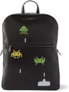 Serapian - Space Invaders Leather-Trimmed Printed Stepan Coated-Canvas Backpack