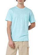 MC2 Saint Barth Man Water Green Linen Jersey T-shirt Ecstasea With Pocket