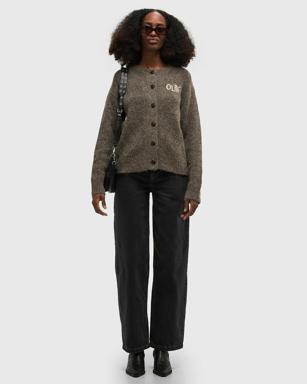 ØLÅF GRASSHOPPER KNIT CARDIGAN Brown Womens Zippers & Cardigan