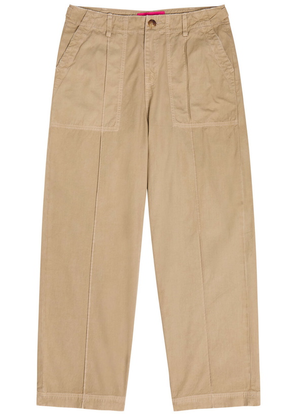 Photo: The Elder Statesman Surprise & Delight Embroidered Cotton-poplin Trousers Khaki