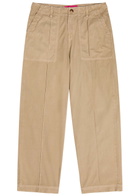 The Elder Statesman Surprise & Delight Embroidered Cotton-poplin Trousers Khaki