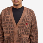 ICECREAM Men's Text Print Knit Cardigan in Brown