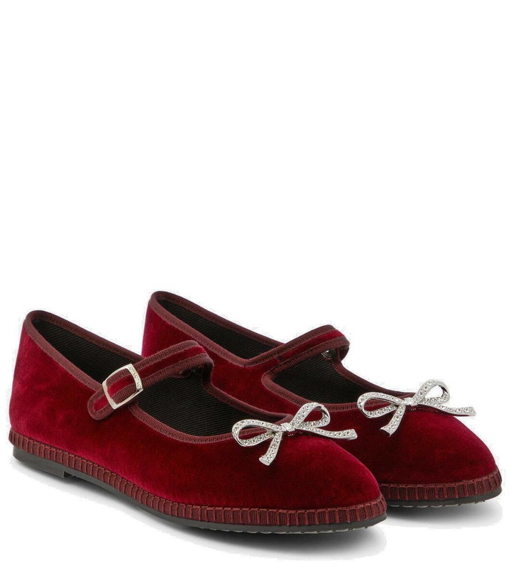 Photo: Giambattista Valli Bow-detail velvet ballet flats