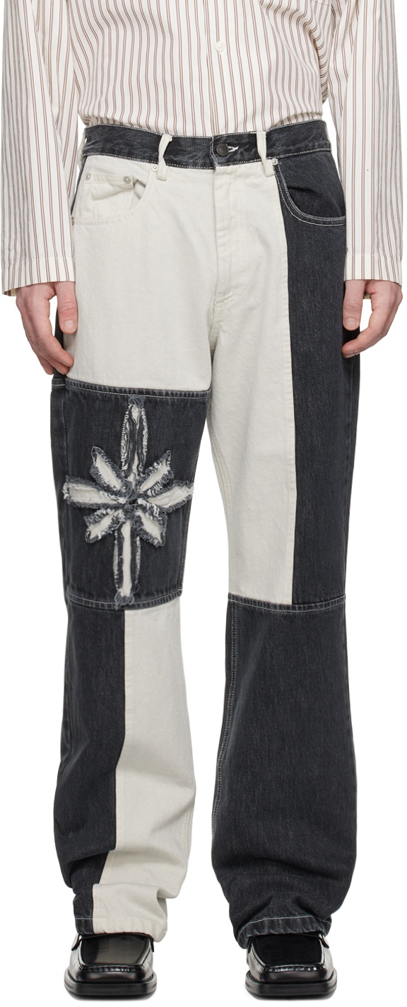 KUSIKOHC SSENSE Exclusive Black & White Flower Jeans