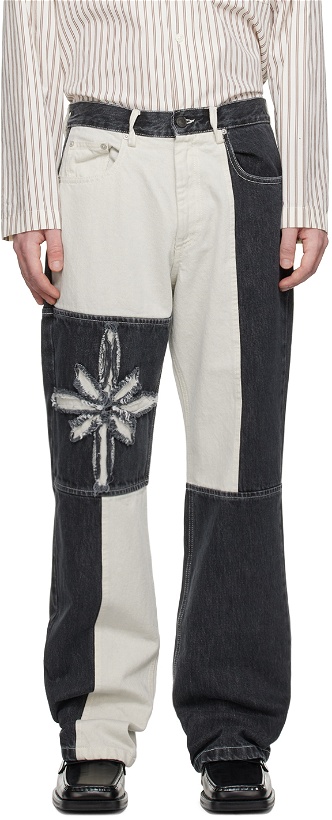 Photo: KUSIKOHC SSENSE Exclusive Black & White Flower Jeans
