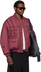 LU'U DAN Burgundy Aviator Bomber Jacket