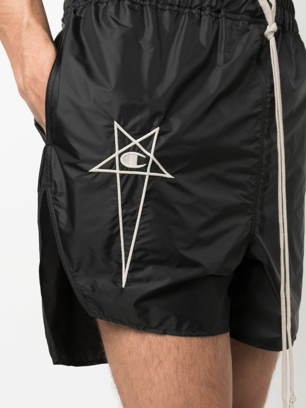 Rick Owens X Champion logo-embroidered semi-sheer Shorts - Farfetch