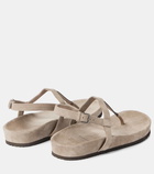 Brunello Cucinelli Embellished suede thong sandals