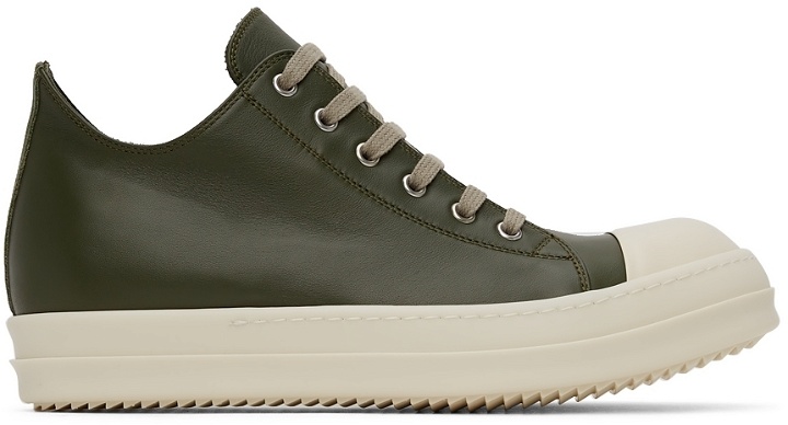 Photo: Rick Owens Green Grained Leather Low Sneakers