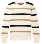 Boglioli - Striped Waffle-Knit Cotton Sweater - Neutrals