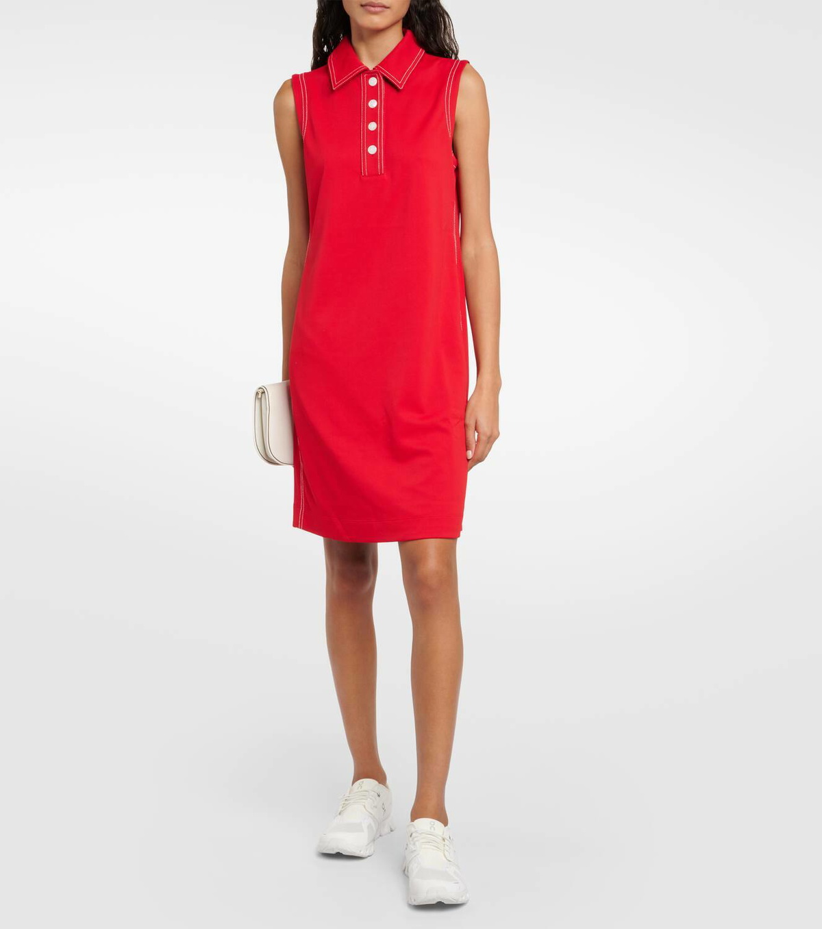 【TORY SPORT】CONTRAST STITCH POLO DRESS Tory Sport Tory Burch Contrast Stitch Polo Dress In Gala Red