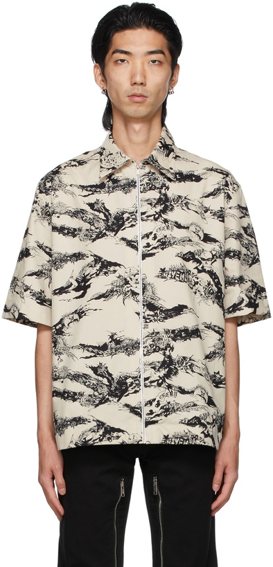 Photo: Givenchy Grey Gothic Zipped Short Sleeve Shirt