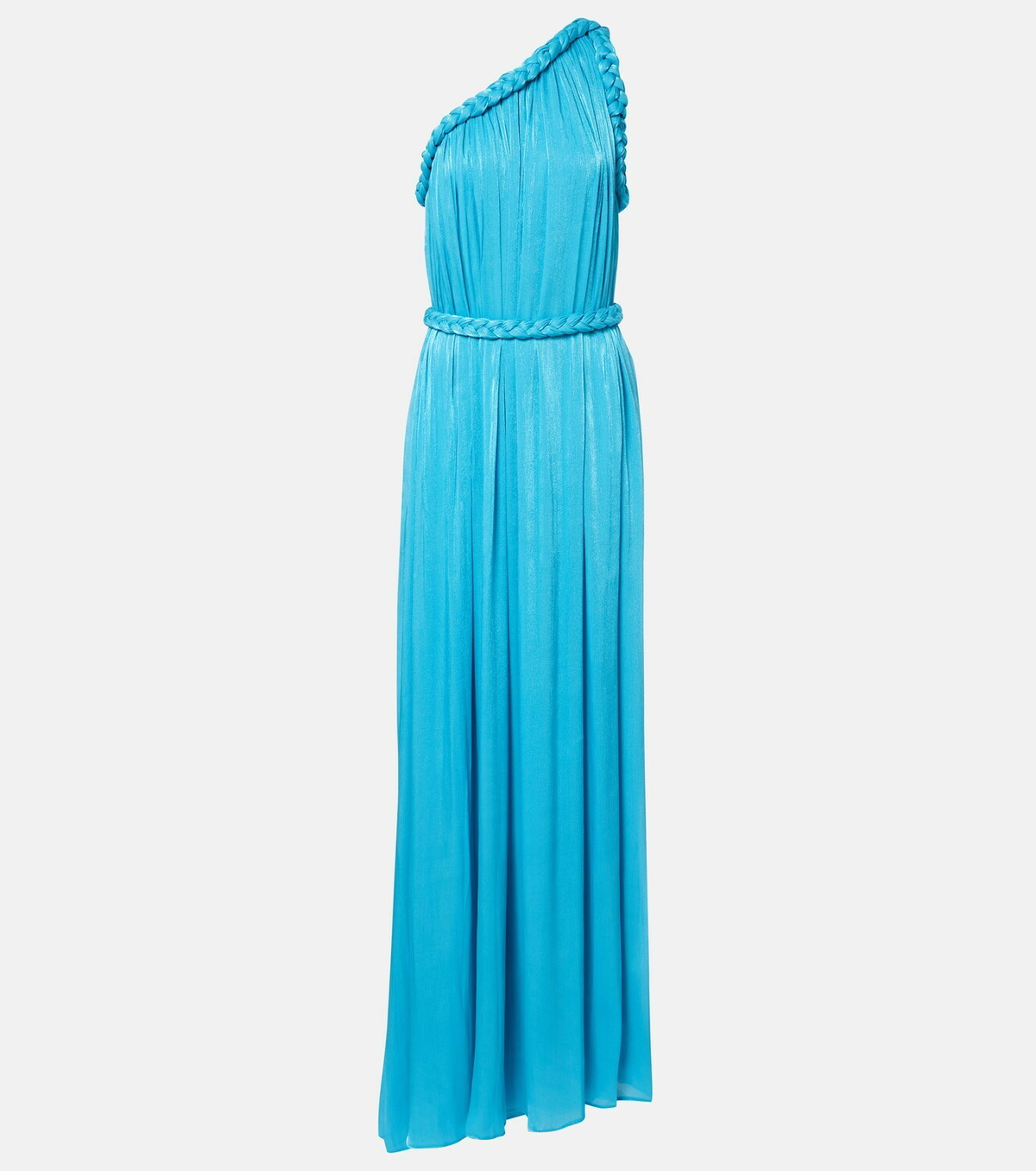 Costarellos Isilda lamé georgette one-shoulder gown