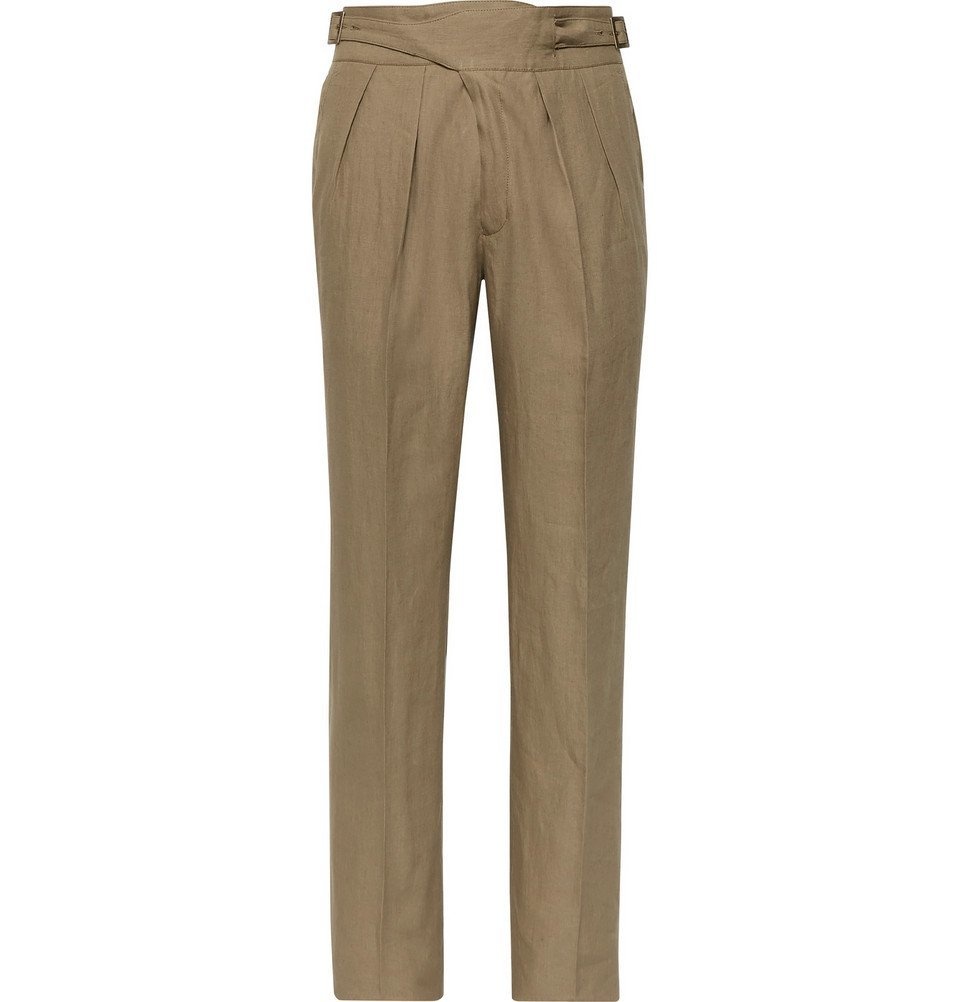 RUBINACCI Manny Slim-Fit Tapered Pleated Cotton-Twill Trousers | MR PORTER