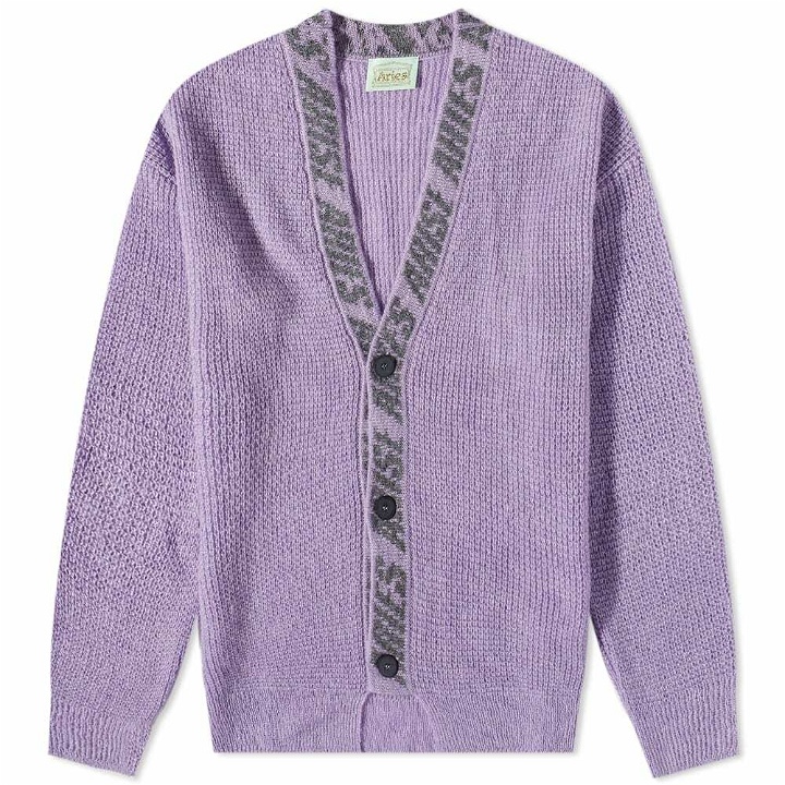 Photo: Aries Men's Waffle Knit Cardigan in Lilac