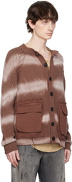 Edward Cuming Brown Cotton Tyre Track Washed Cardigan