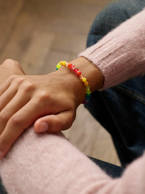 Photo: Sydney Evan - 14-Karat Gold, Rainbow Jade and Diamond Beaded Bracelet