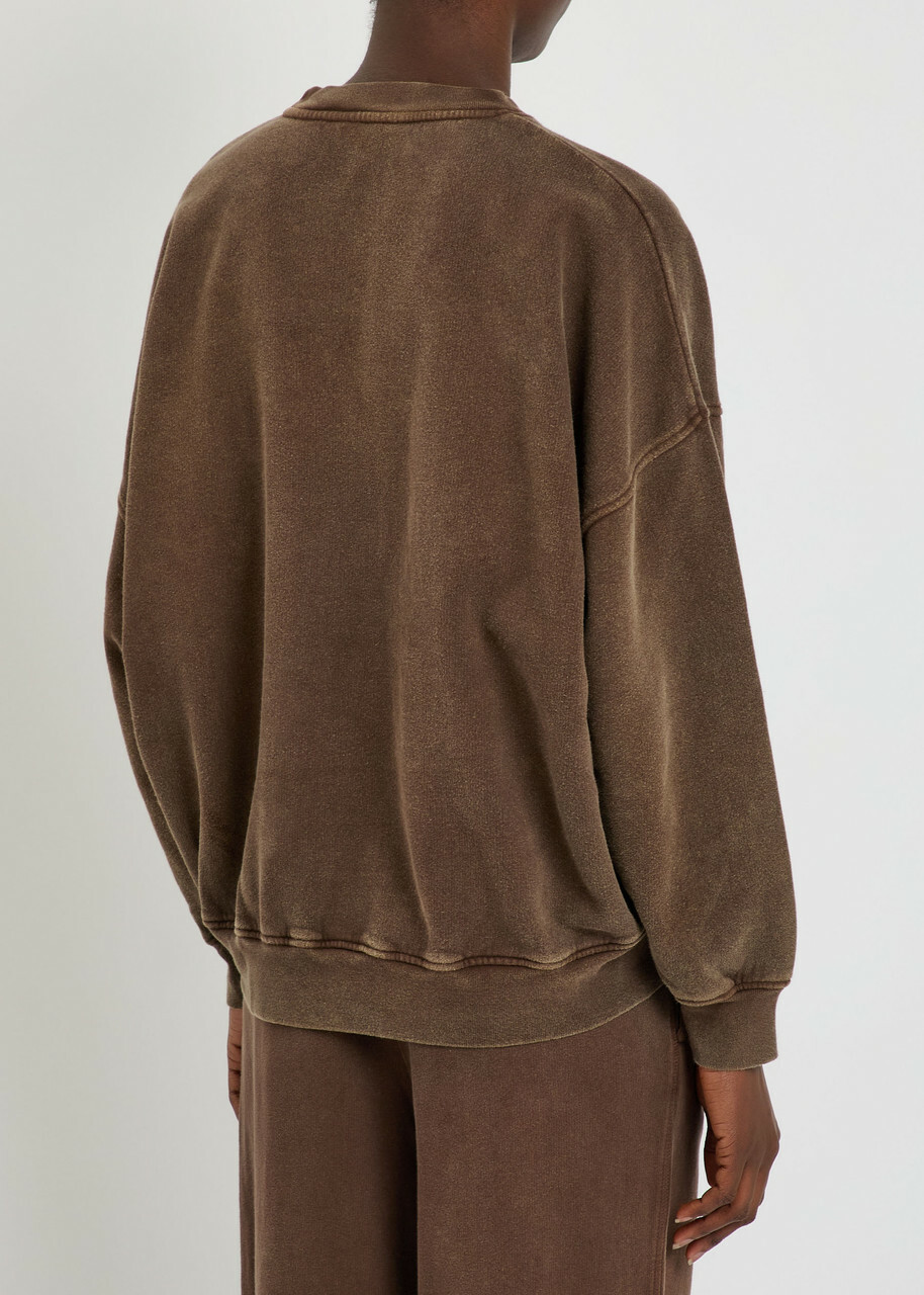 American Vintage Plizzy Logo-print Cotton Sweatshirt Light Brown