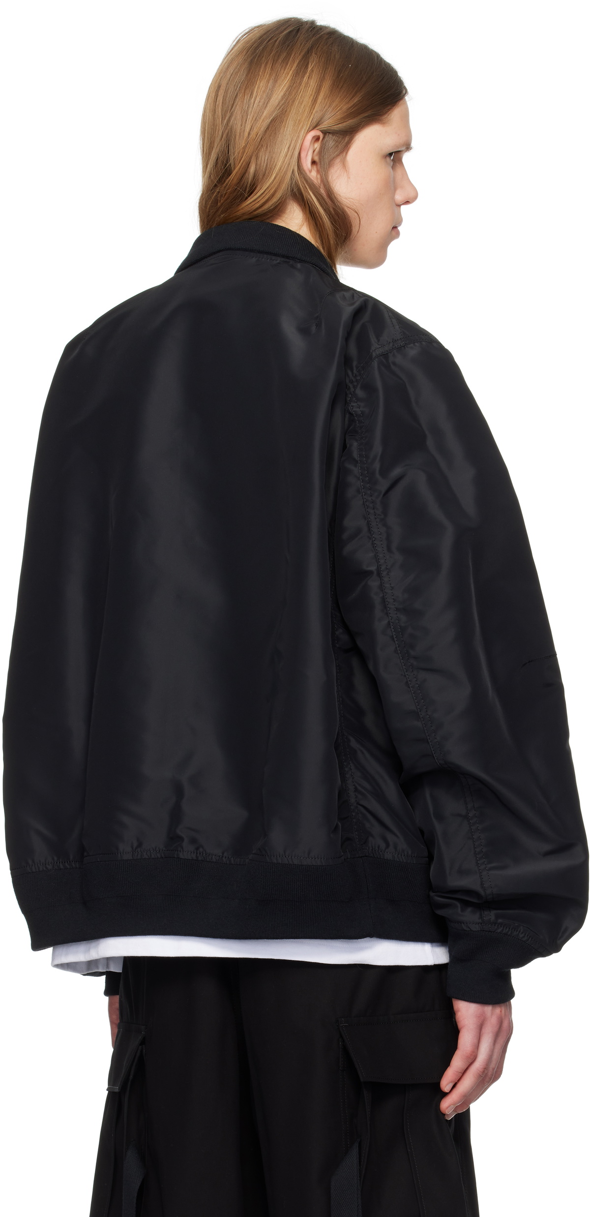 sacai Black Nylon Twill Bomber Jacket Sacai