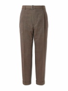 Officine Générale - Hugo Tapered Belted Pleated Virgin Wool Suit Trousers - Brown