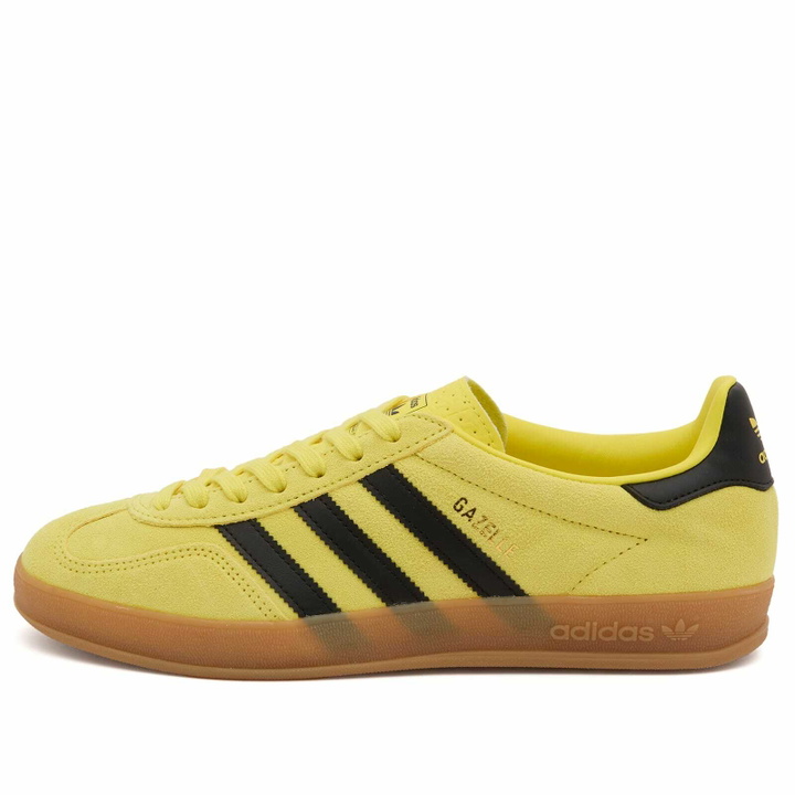 Photo: Adidas Gazelle Indoor in Shock Yellow/Black/Gold Metallic