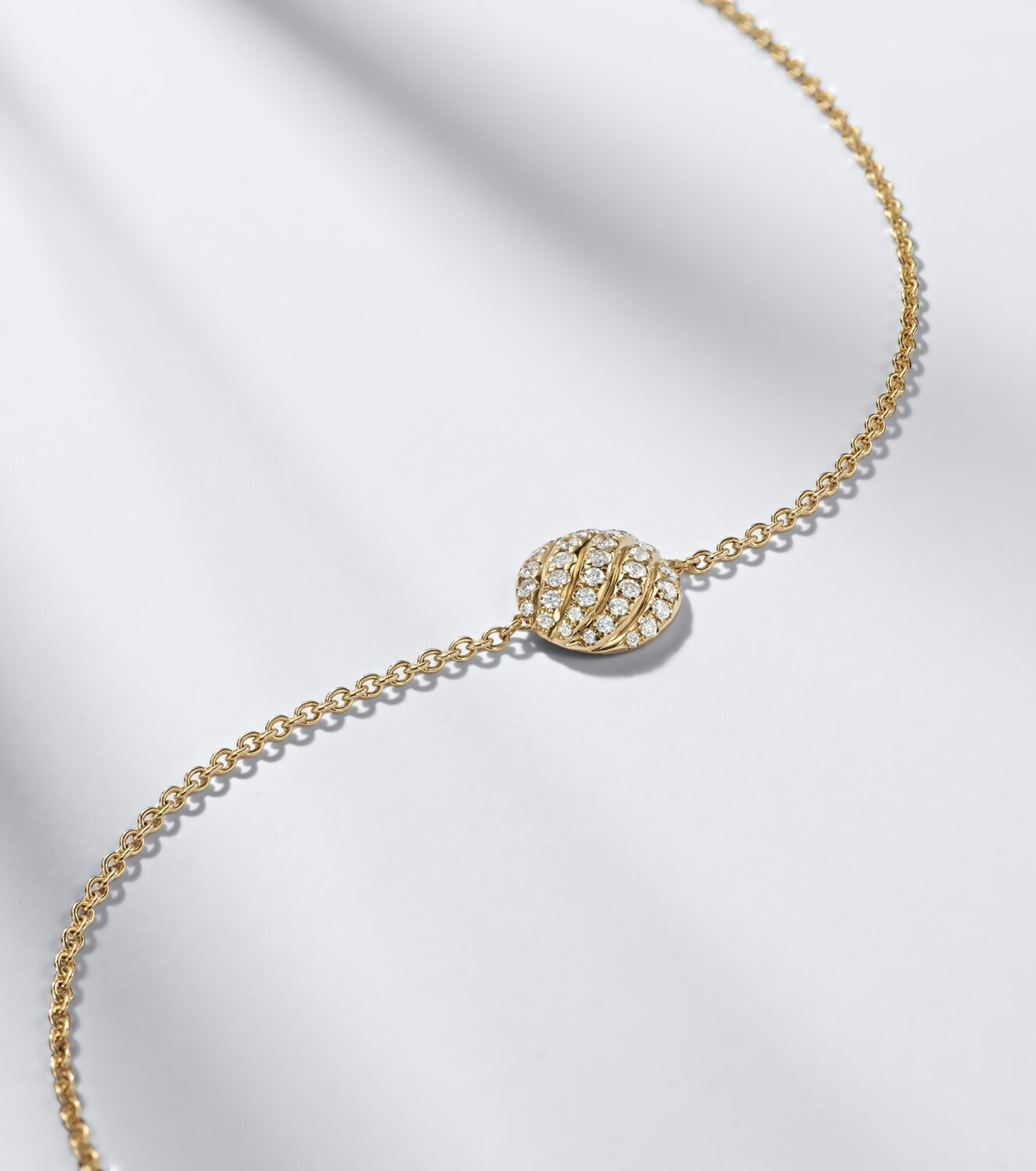 David Yurman Sculpted Cable 18kt gold chain bracelet with diamonds