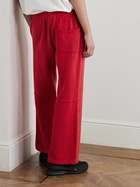 Cherry Los Angeles - Star Parachute Straight-Leg Logo-Embroidered Cotton-Jersey Sweatpants - Red
