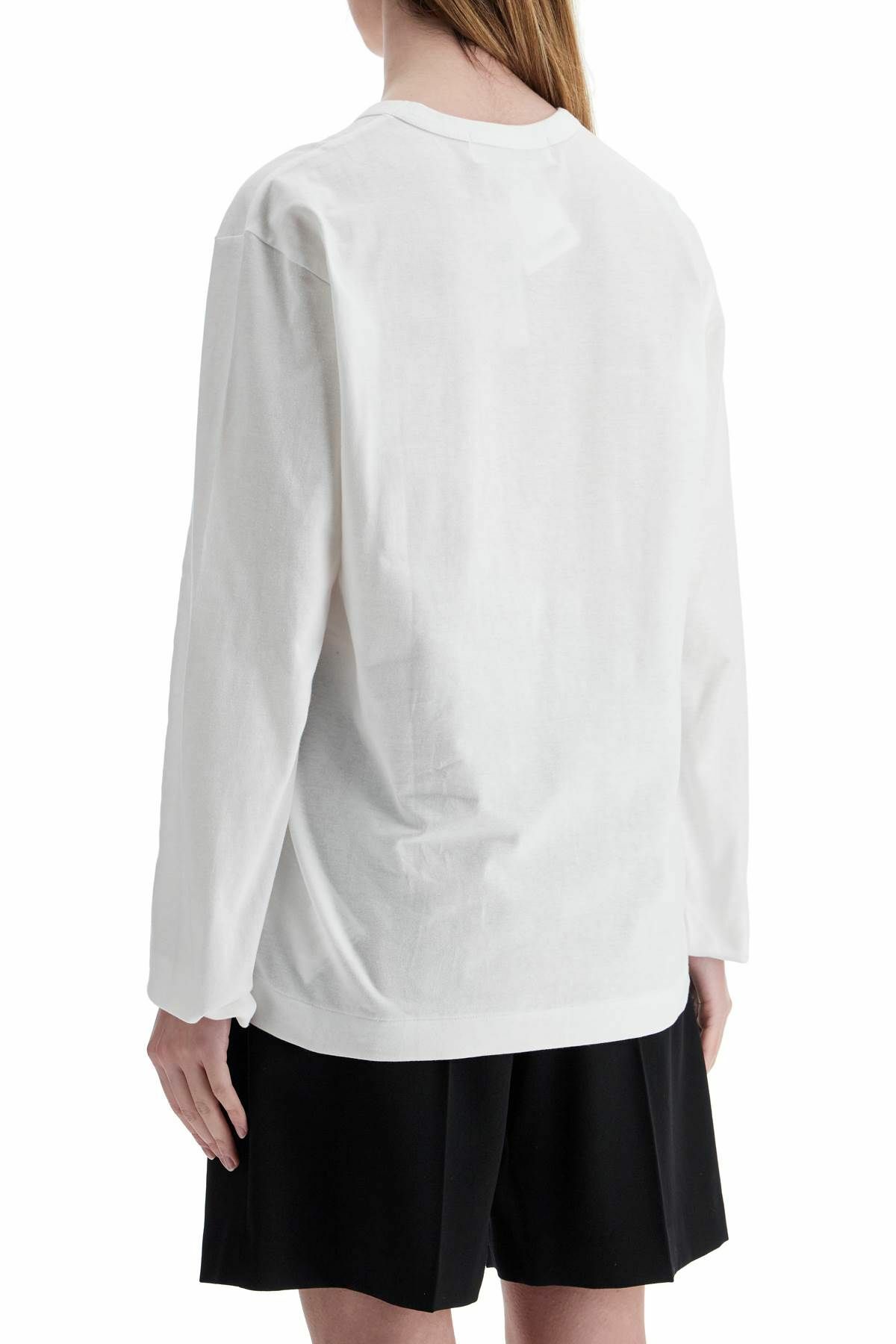 COMME DES GARCONS PLAY t-shirt unisex in cotone bianco con logo cuore rosso White