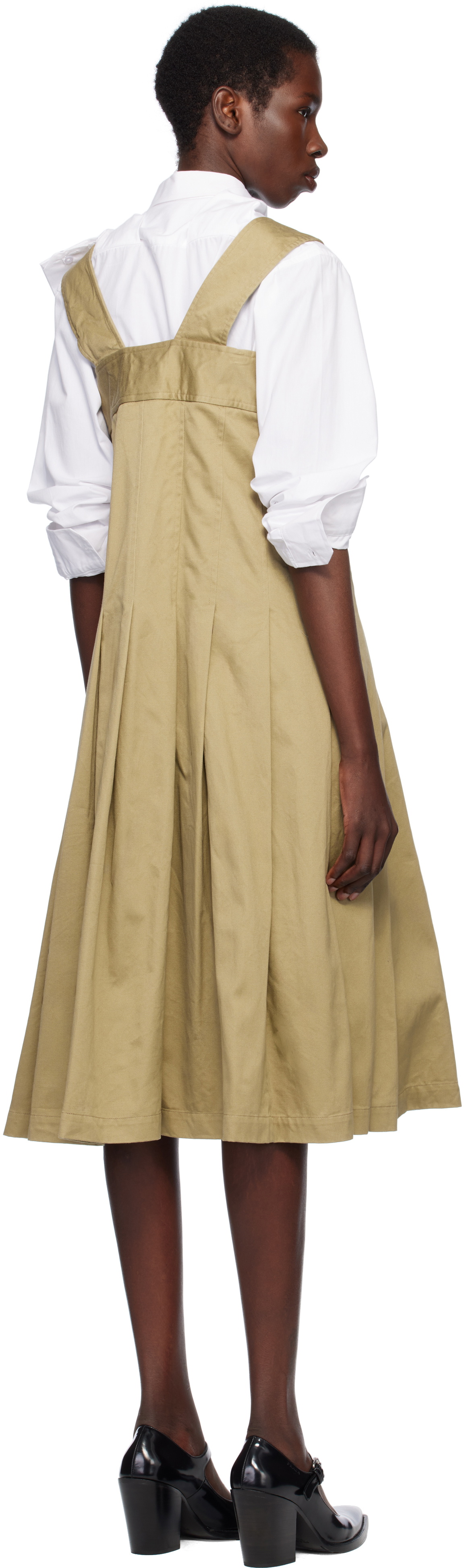 Comme des Garçons Comme des Garçons Khaki Cotton Twill Garment Washed Midi Dress