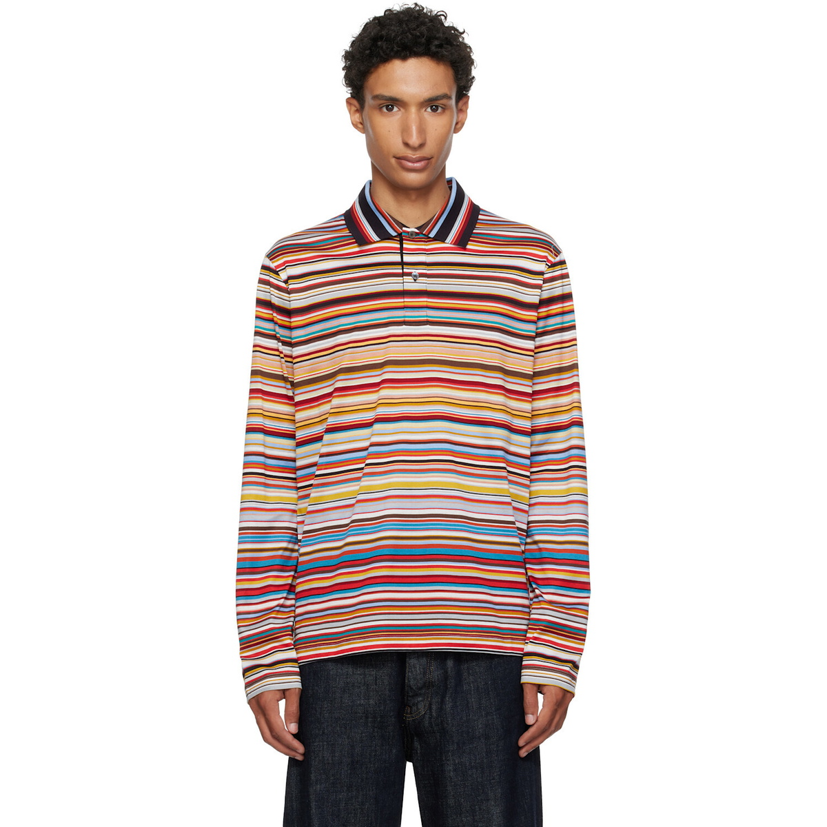 Paul Smith Multicolor 'Signature Stripe' Long Sleeve Polo