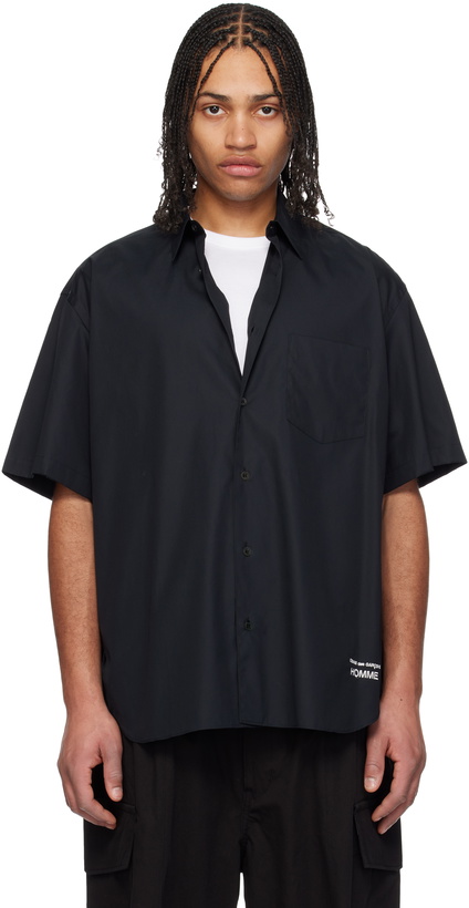 Photo: Comme des Garçons Homme Black Cotton Broad Short Sleeve Shirt