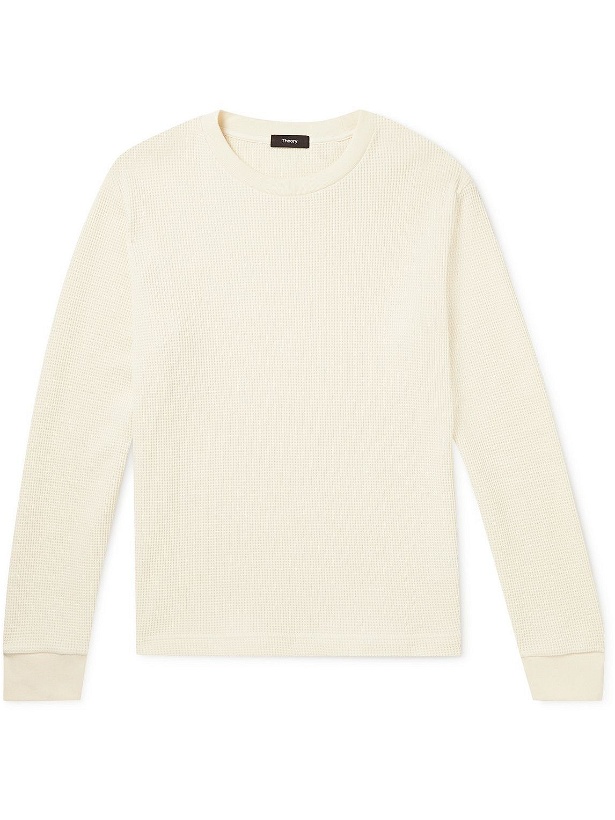 Photo: Theory - Balena Waffle-Knit Organic Cotton-Blend Sweater - Neutrals