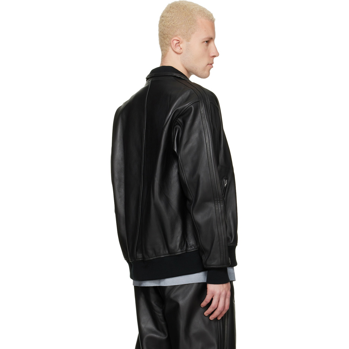 adidas Originals Black A-Type Firebird TT Leather Jacket