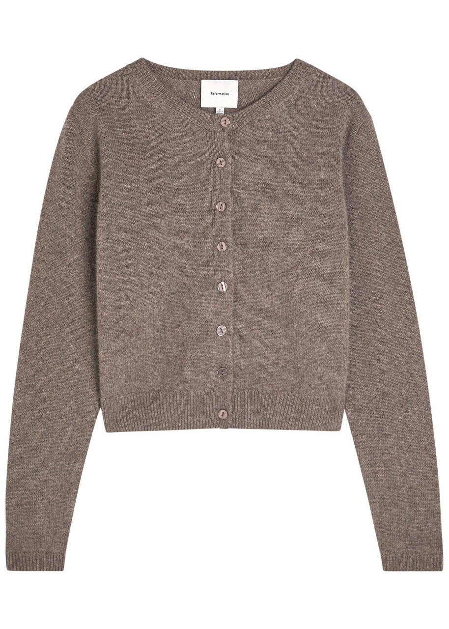 Reformation Clara Cashmere Cardigan Light Brown