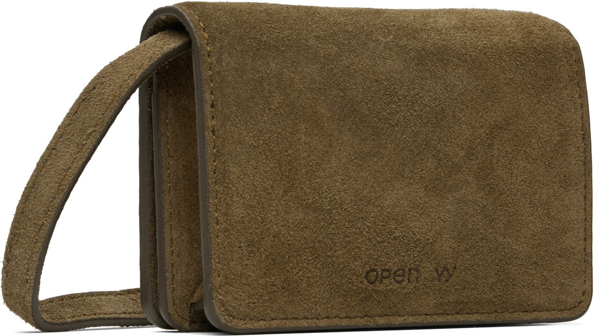 OPEN YY Brown Micro Suede Stud Wallet Bag