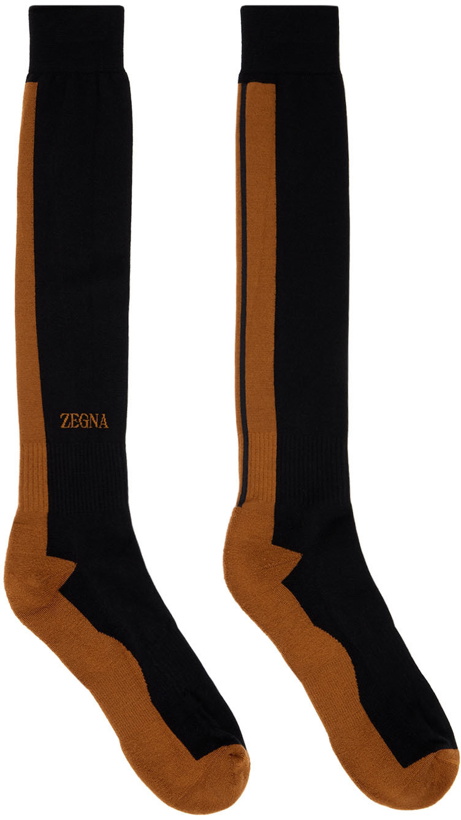 Photo: ZEGNA Black Logo Socks